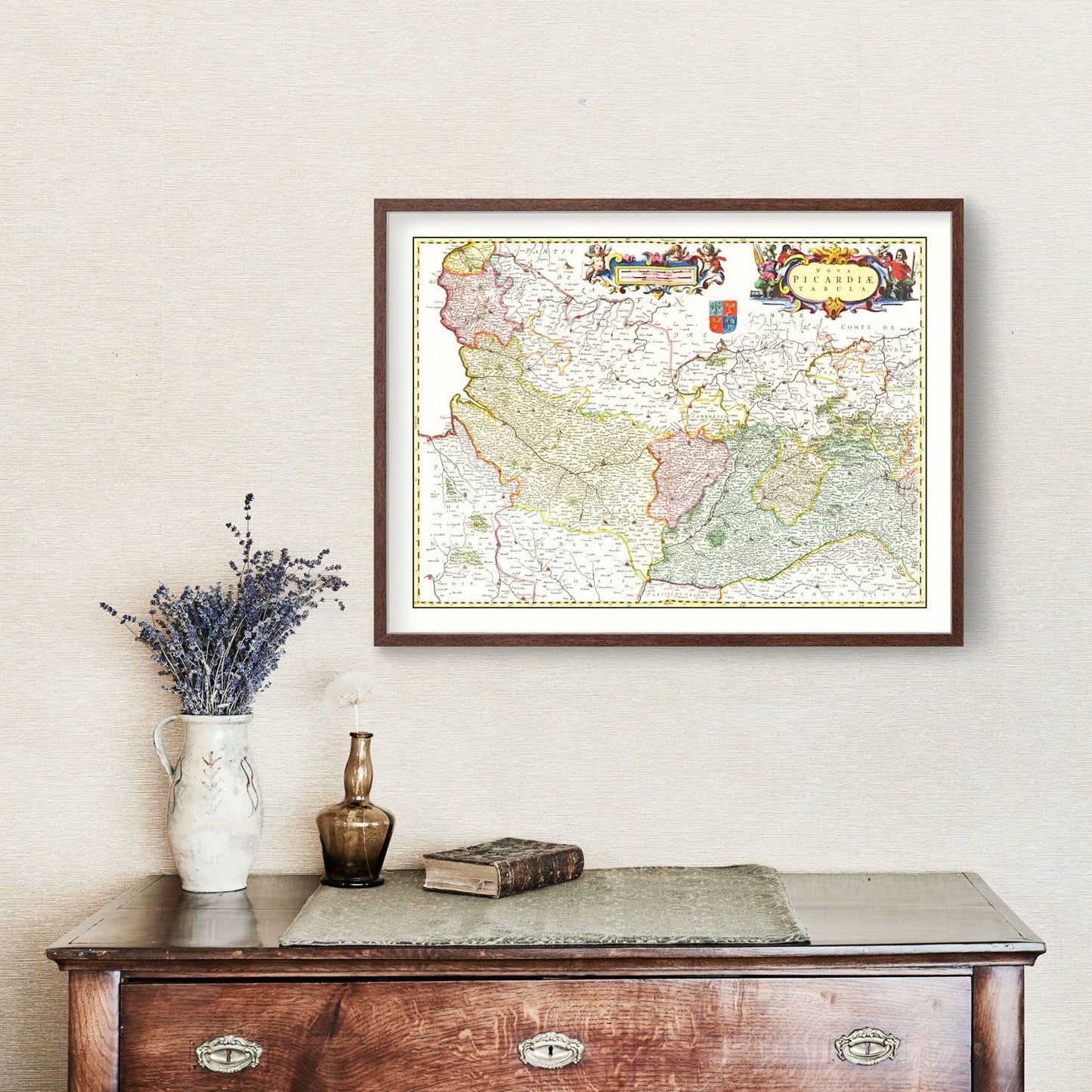Vintage Map of Picardy, France 1665 — Antique 17th Century Regional Print