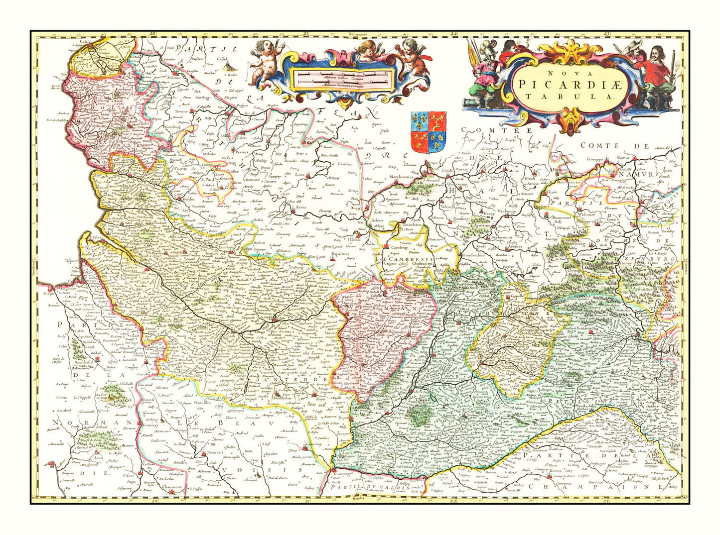 Vintage Map of Picardy, France 1665 — Antique 17th Century Regional Print