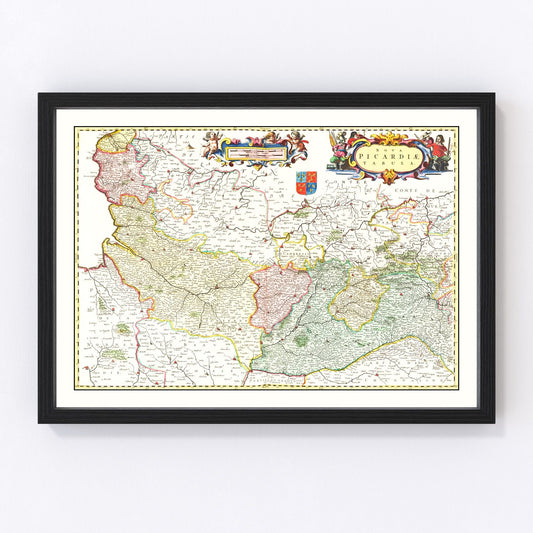 Vintage Map of Picardy, France 1665 — Antique 17th Century Regional Print
