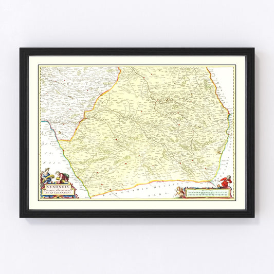 Vintage Map of Southern Champagne, France 1665 — Antique 17th Century Regional Print