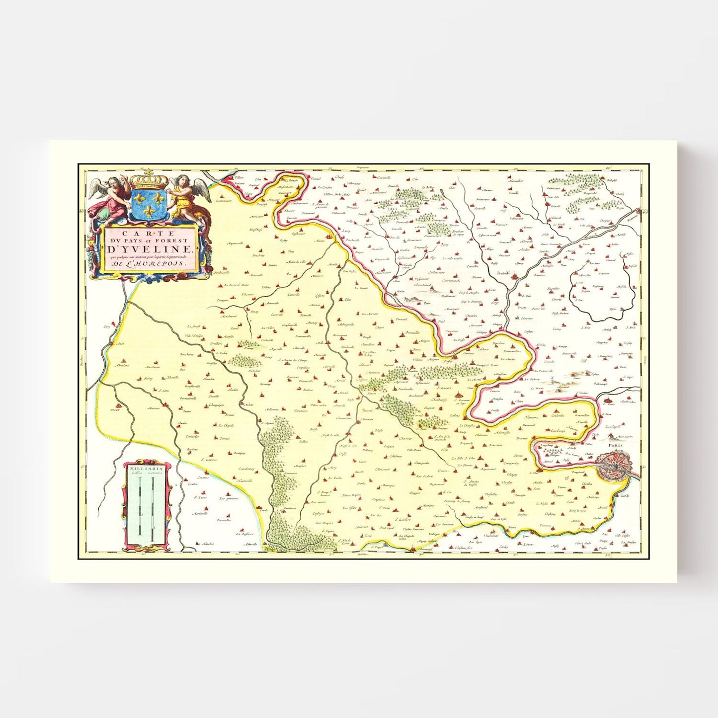 Vintage Map of Paris Region, France 1665 — Antique 17th Century Île-de-France Print