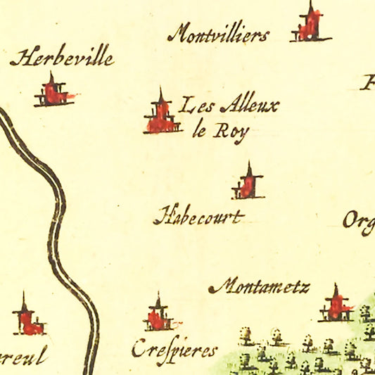 Vintage Map of Paris Region, France 1665 — Antique 17th Century Île-de-France Print