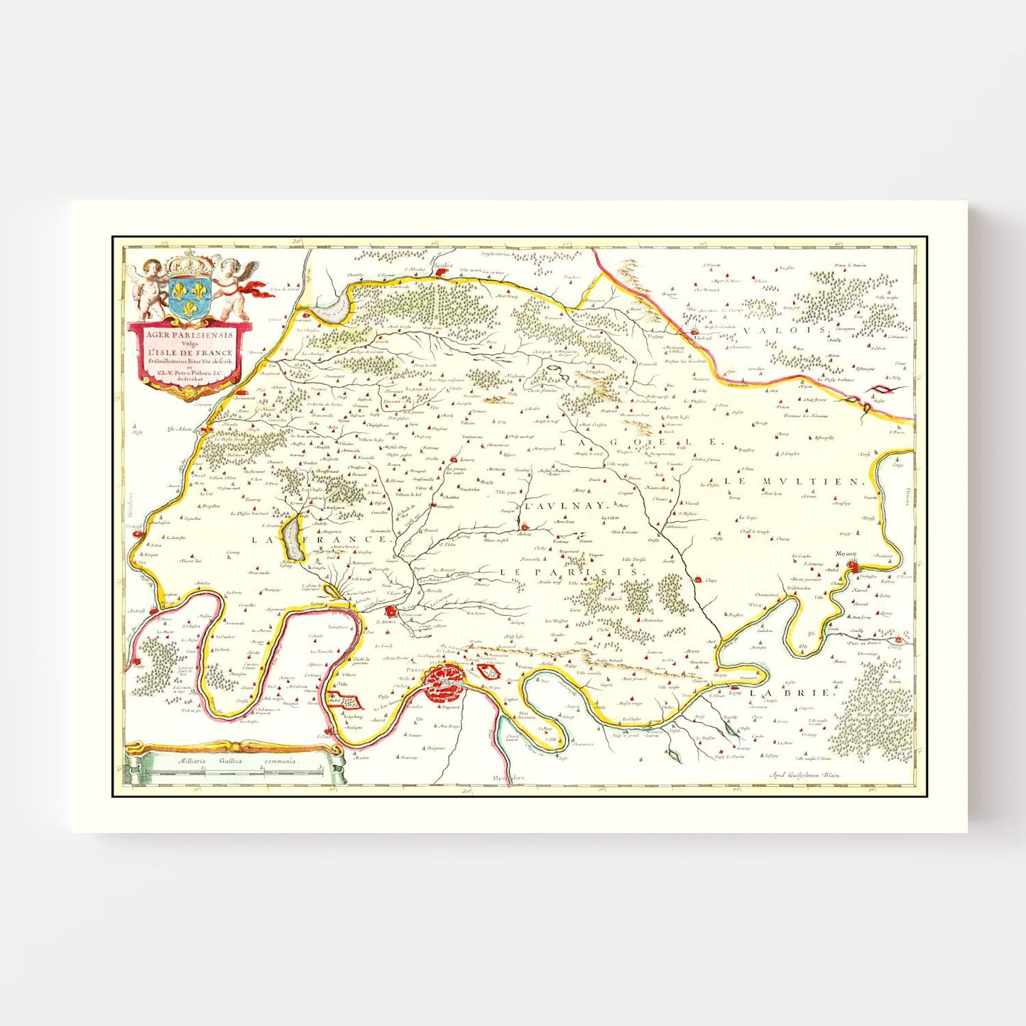 Vintage Map of Paris, France 1665 — Antique 17th Century City Print