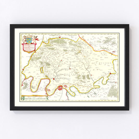 Vintage Map of Paris, France 1665 — Antique 17th Century City Print