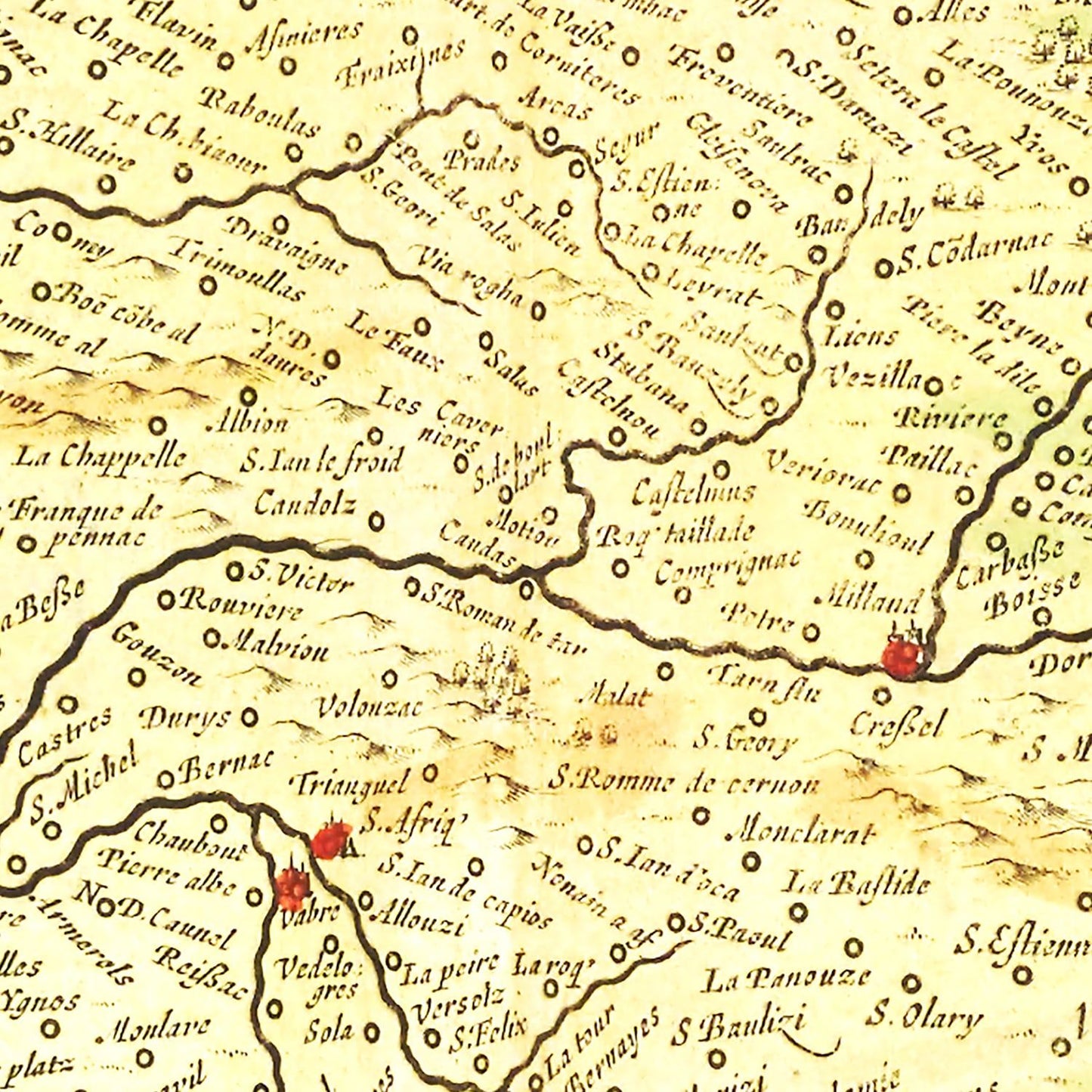Vintage Map of Languedoc, France 1665 — Antique 17th Century Southern France Print