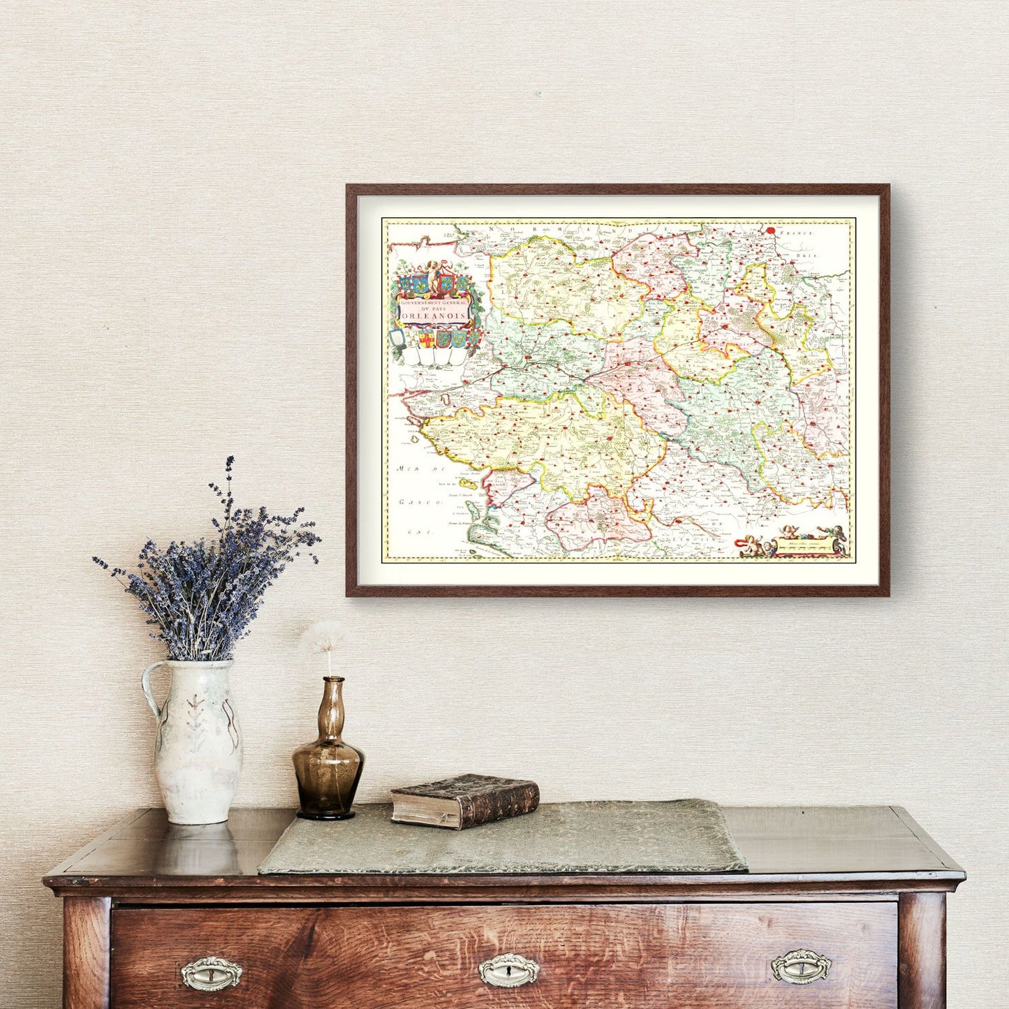 Vintage Map of Orléanais, France 1665