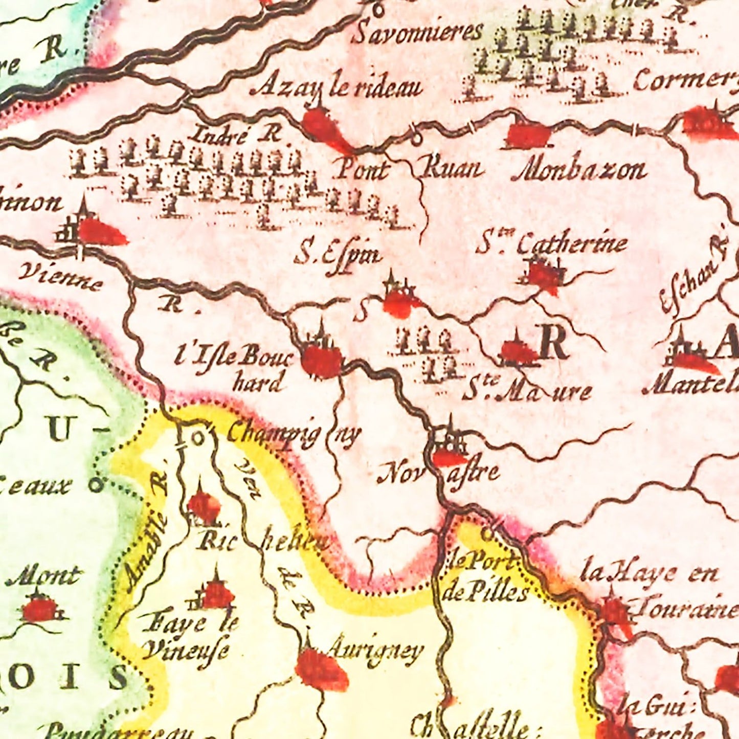 Vintage Map of Orléanais, France 1665