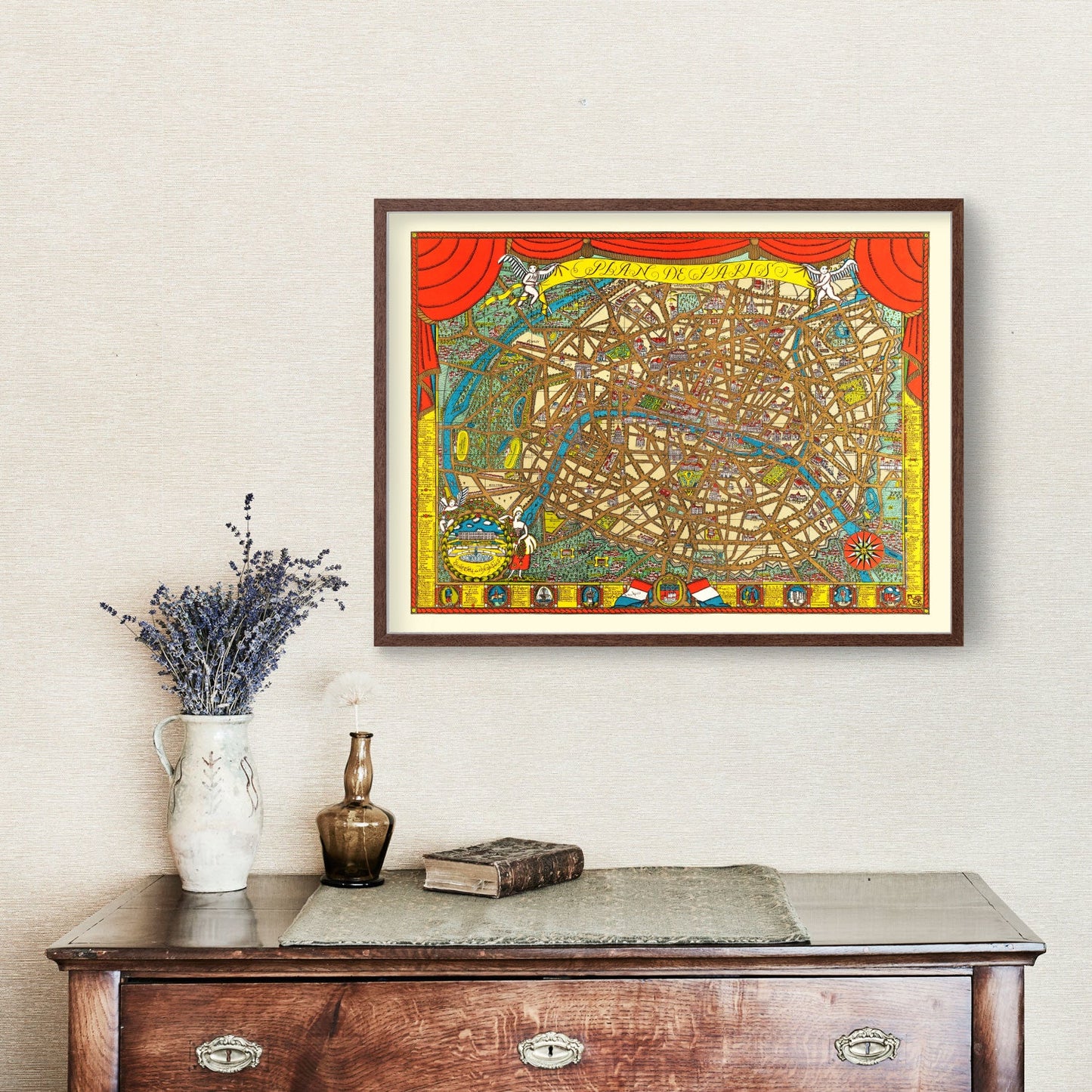 Vintage Map of Paris, France 1927 — Antique Art Déco Era City Print