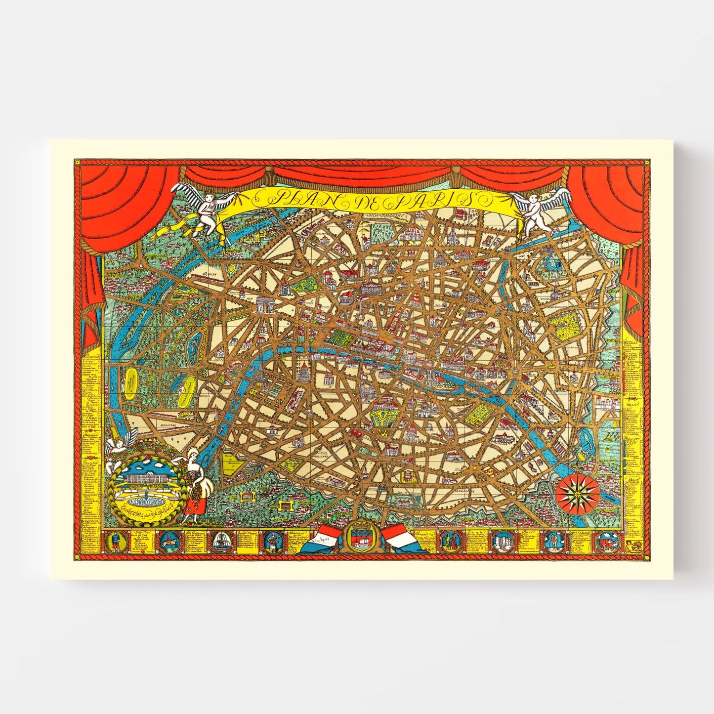Vintage Map of Paris, France 1927 — Antique Art Déco Era City Print