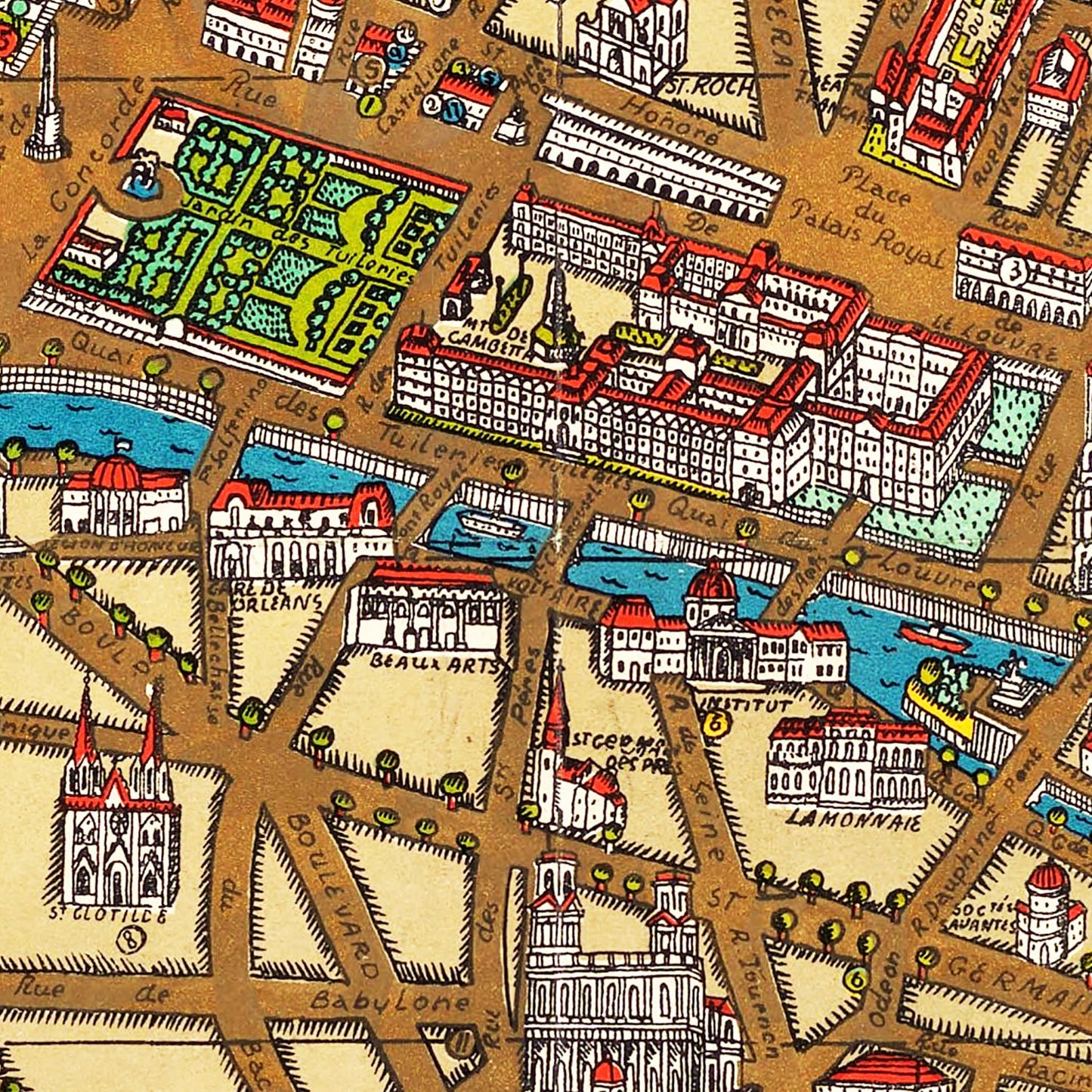 Vintage Map of Paris, France 1927 — Antique Art Déco Era City Print