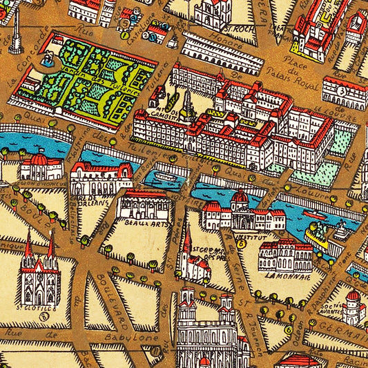 Vintage Map of Paris, France 1927 — Antique Art Déco Era City Print
