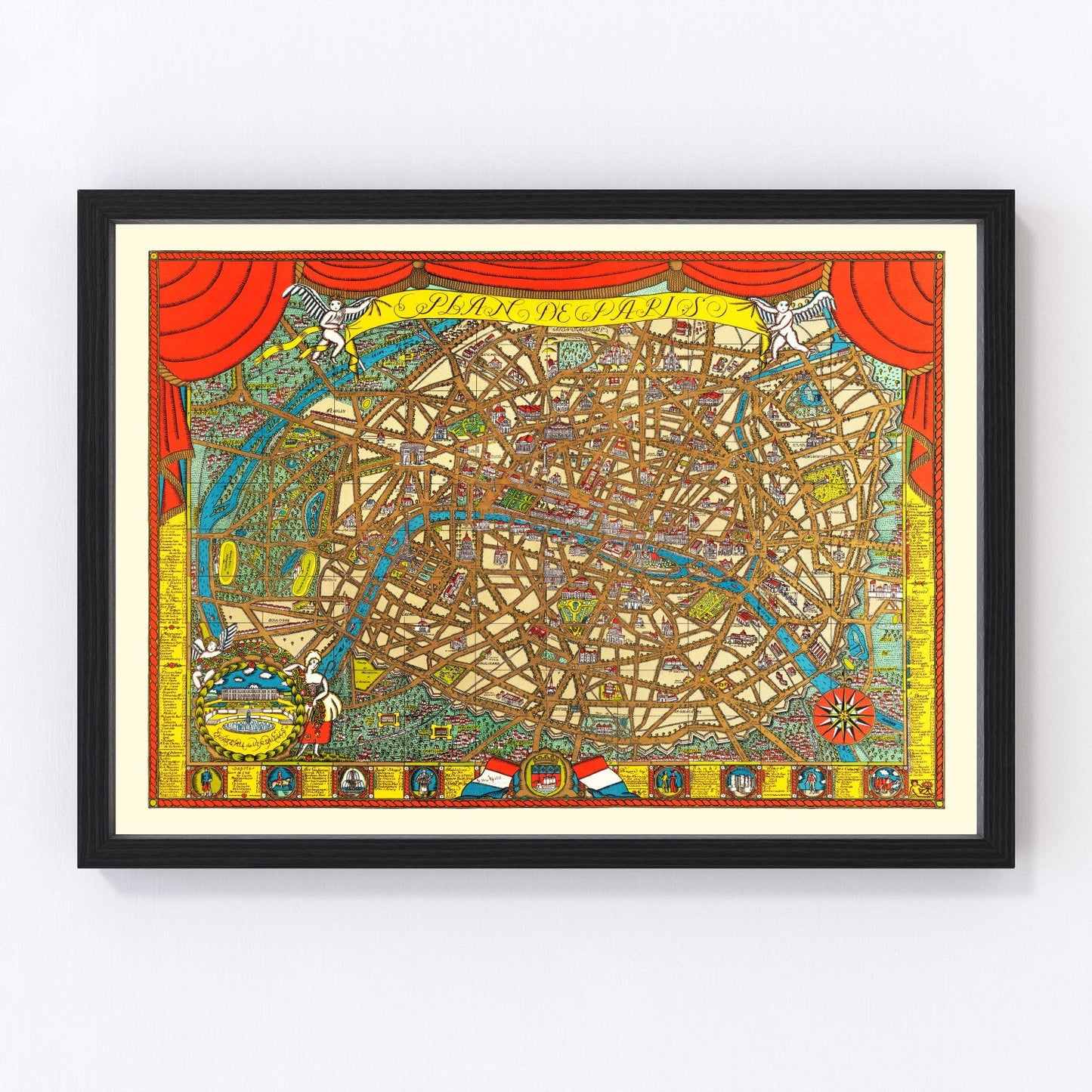 Vintage Map of Paris, France 1927 — Antique Art Déco Era City Print
