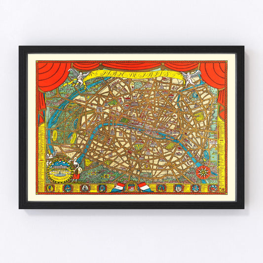 Vintage Map of Paris, France 1927 — Antique Art Déco Era City Print