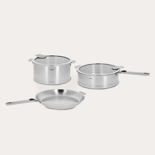 Cristel Strate 7-Piece Cookware Set – French Stainless Steel Starter Kitchen