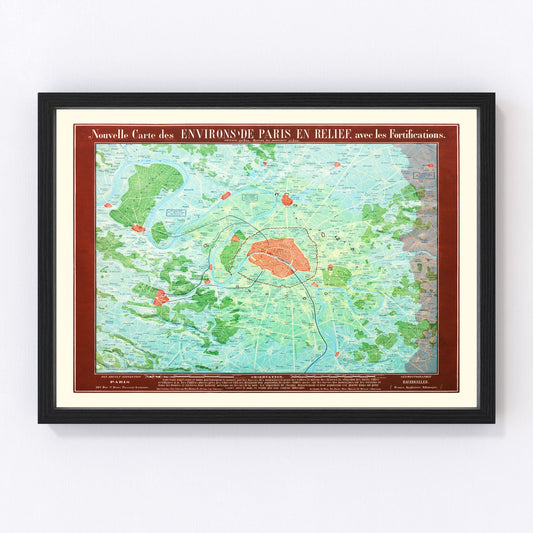 Vintage Map of Paris, France 1843 — Antique 19th Century City Print