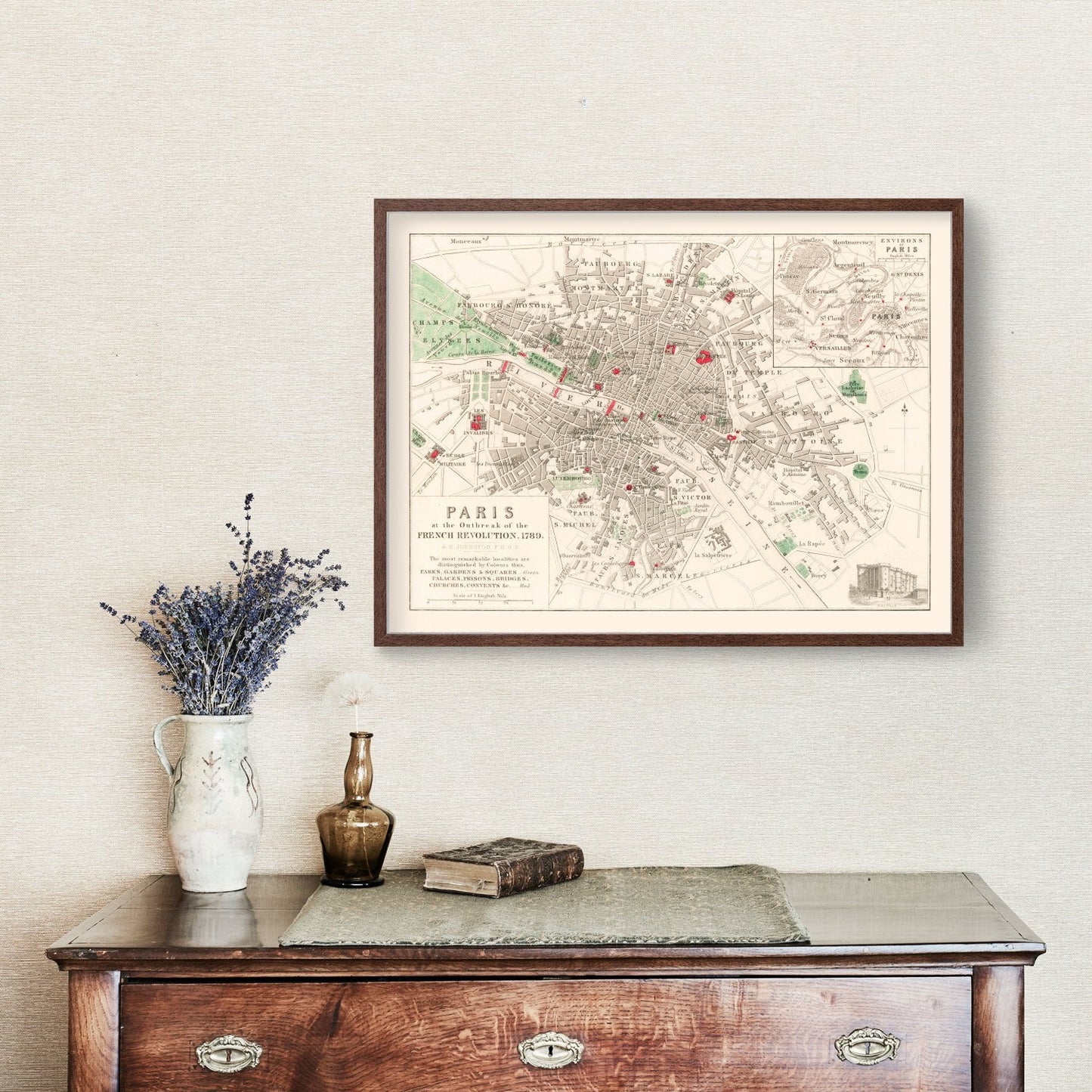 Vintage Paris French Revolution Map 1789 — Antique Historical France Print