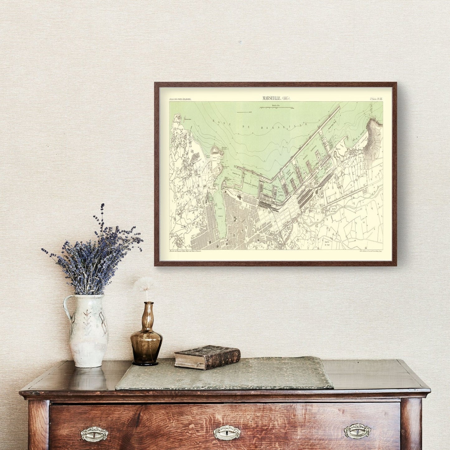 Vintage Map of Marseille, France 1885 — Antique 19th Century Mediterranean Port Print