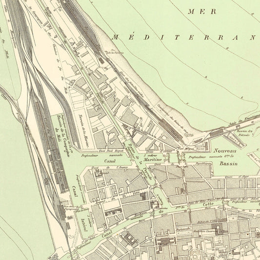 Vintage Map of Sète, France 1886