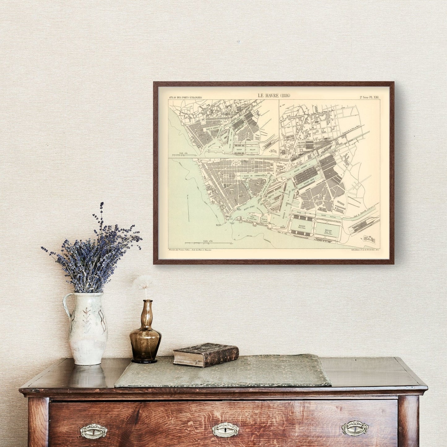 Vintage Map of Le Havre, France 1886 — Antique 19th Century Port City Print