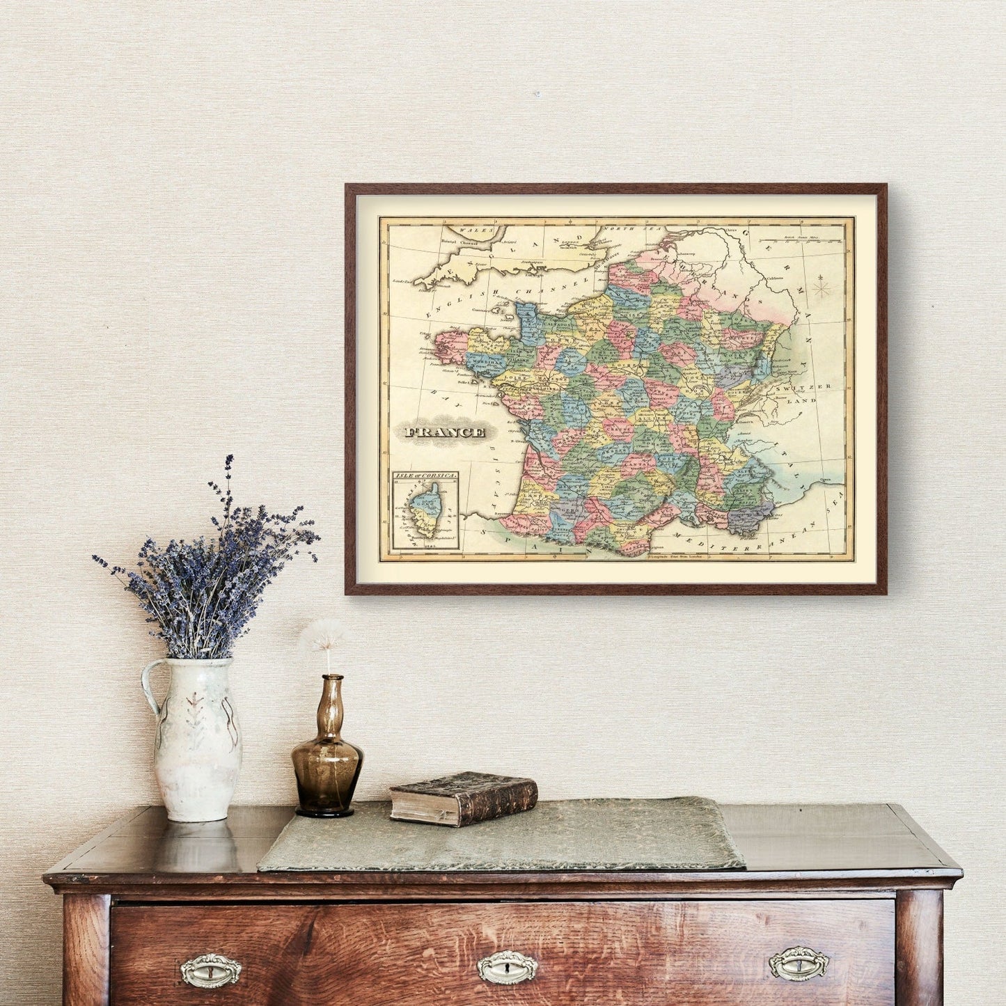 Vintage Map of France 1823 — Antique Post-Napoleonic Cartography Print