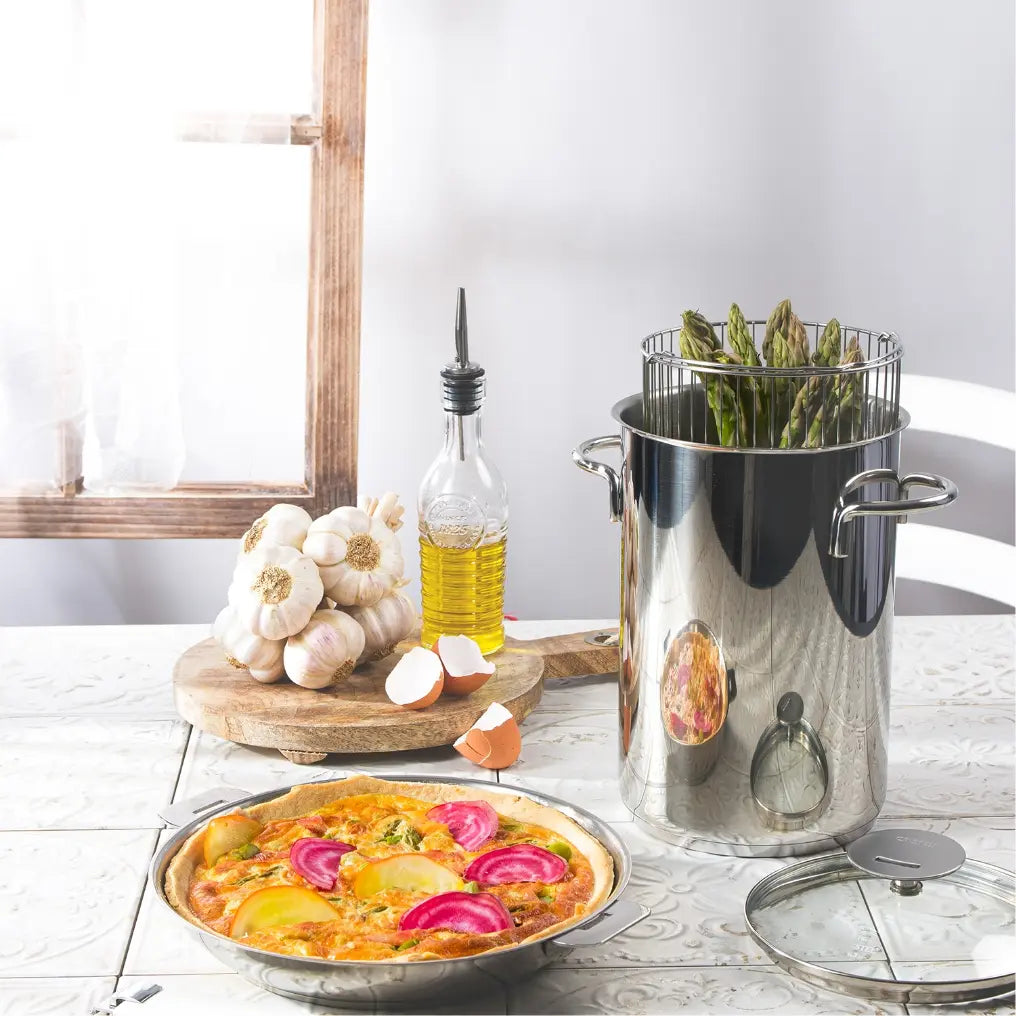 Asparagus pot with glass lid