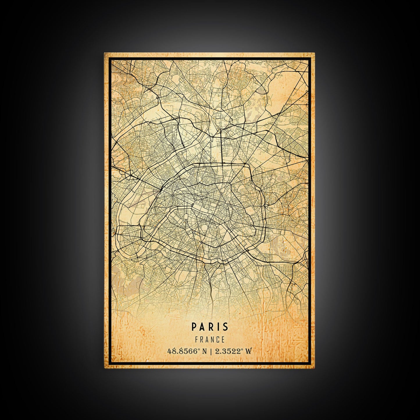 Paris France Map Print — Cartographic Edition | Poster or Framed Canvas