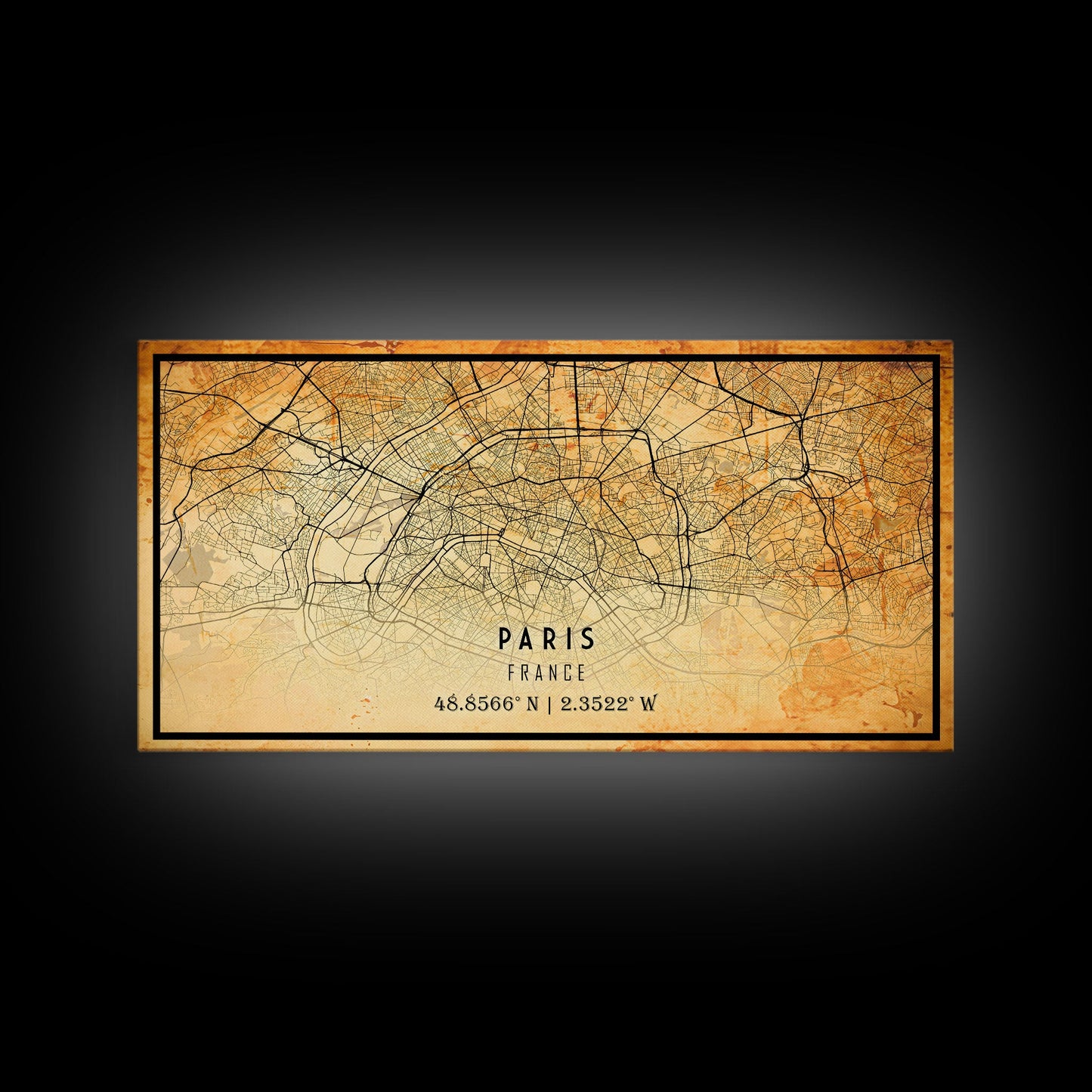 Paris France map print poster or framed canvas