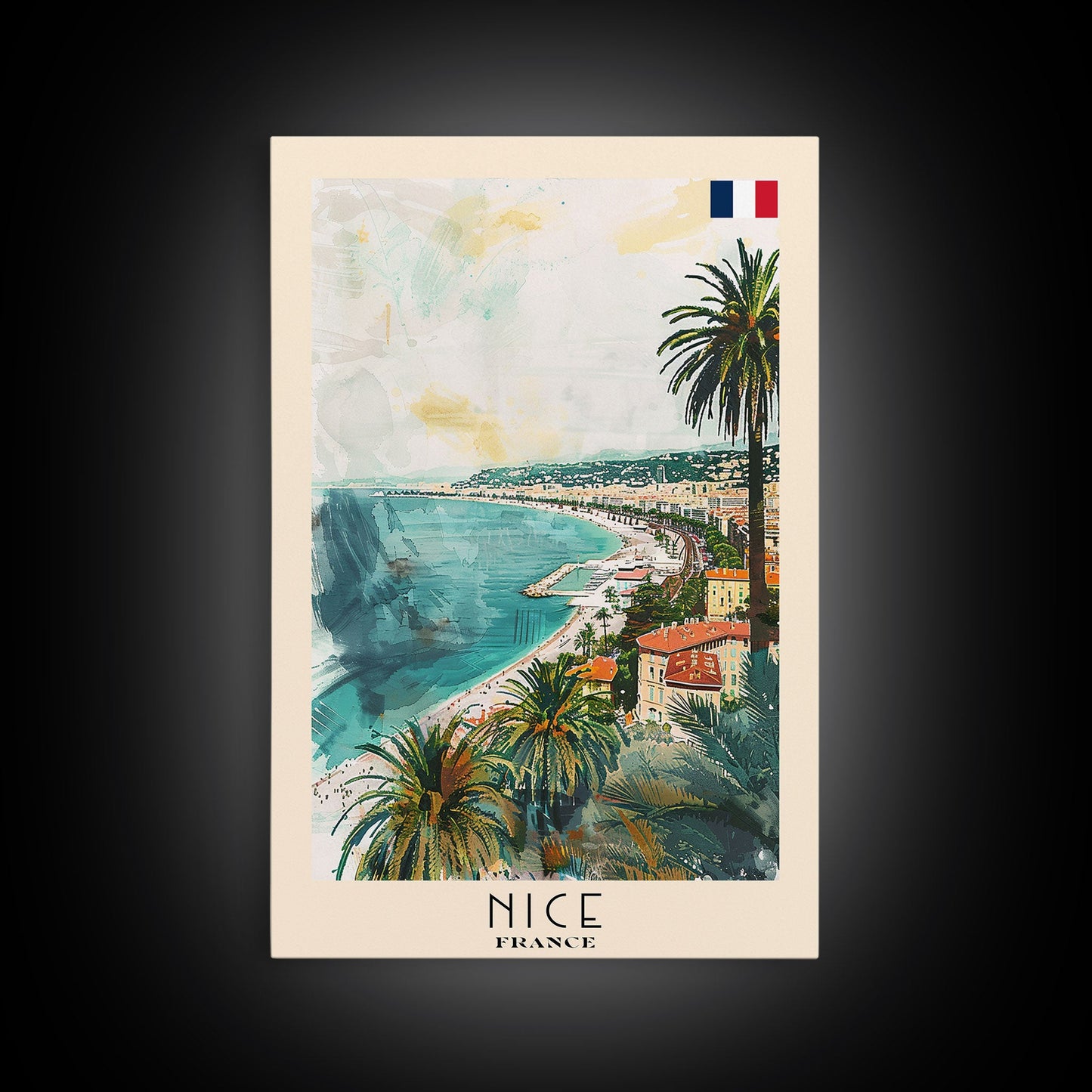 Nice France Travel Poster Framed Canvas Print