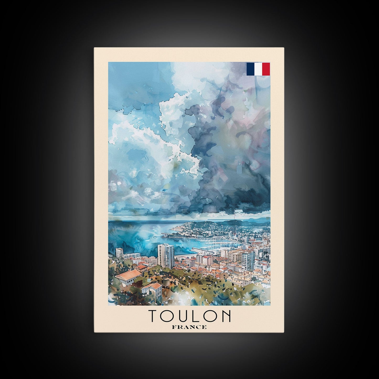 Toulon France Travel Poster Framed Canvas Print