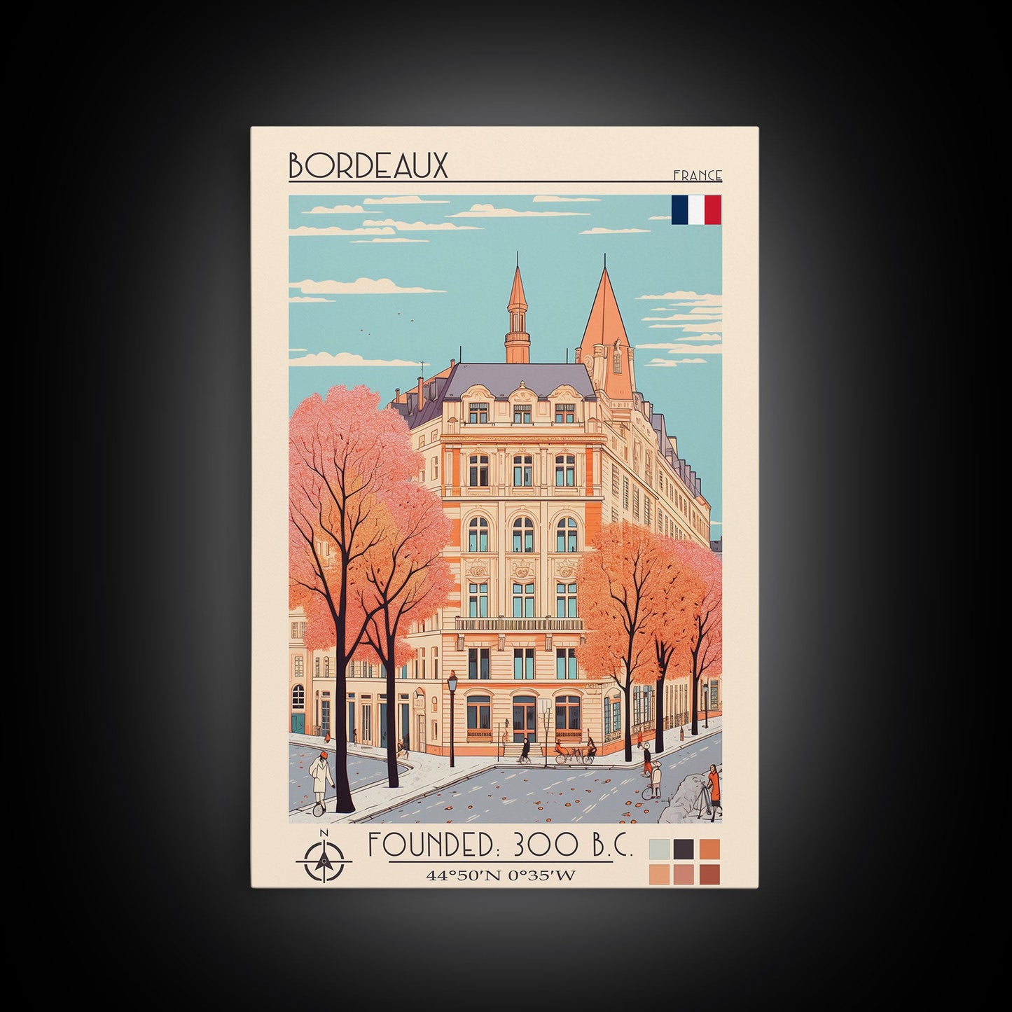 Bordeaux France Travel Poster — Framed Canvas Print | French Wall Art