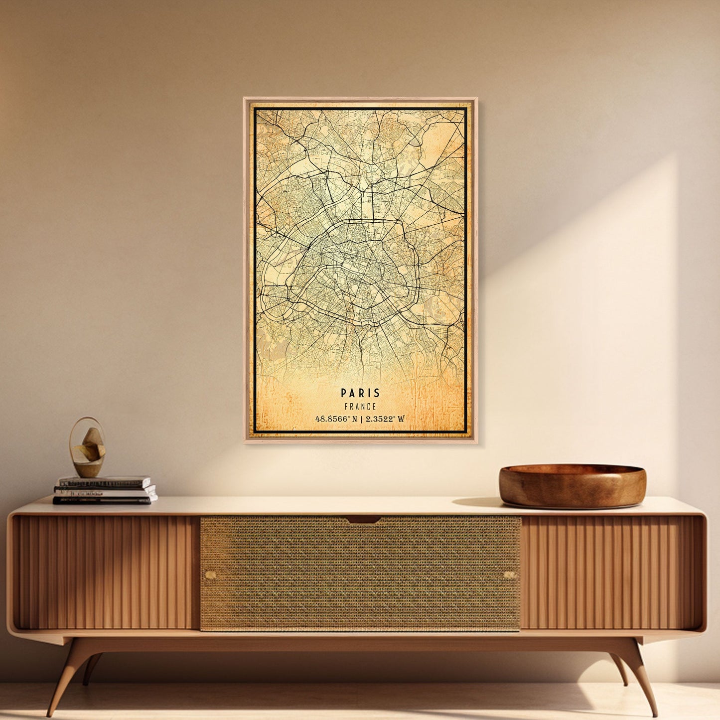 Paris France Map Print — Cartographic Edition | Poster or Framed Canvas
