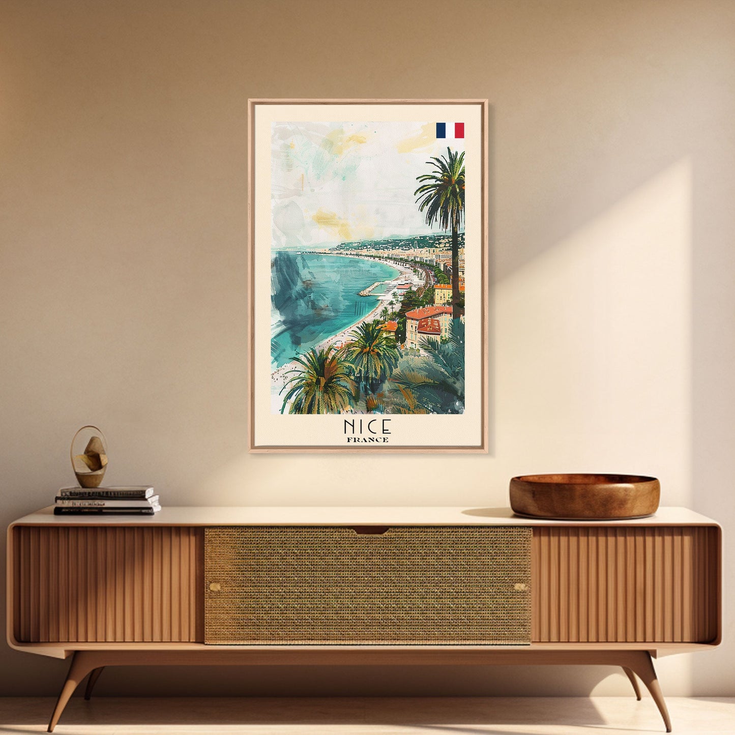 Nice France Travel Poster Framed Canvas Print