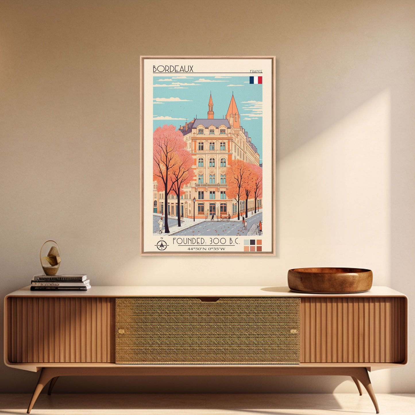 Bordeaux France Travel Poster — Framed Canvas Print | French Wall Art