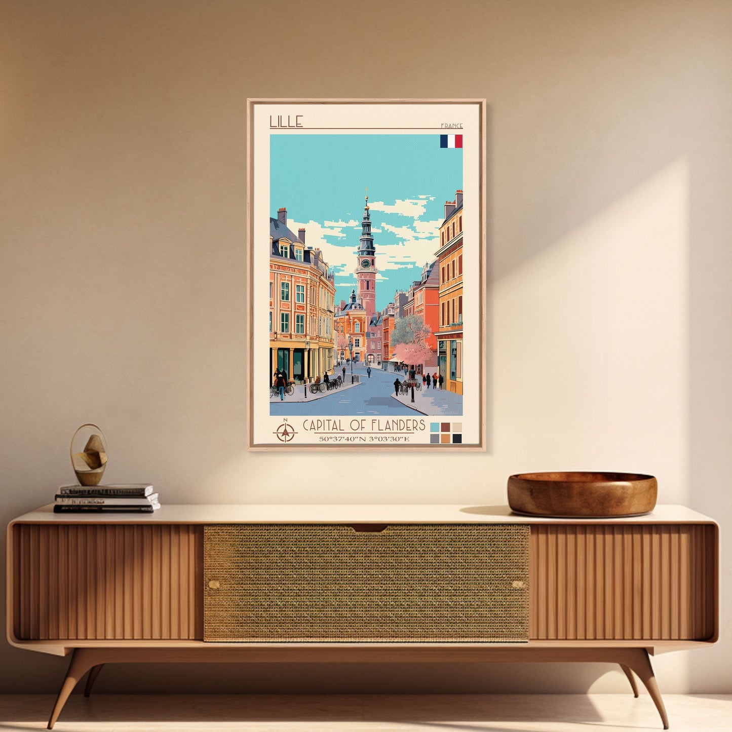Lille France Travel Poster Framed Canvas Print