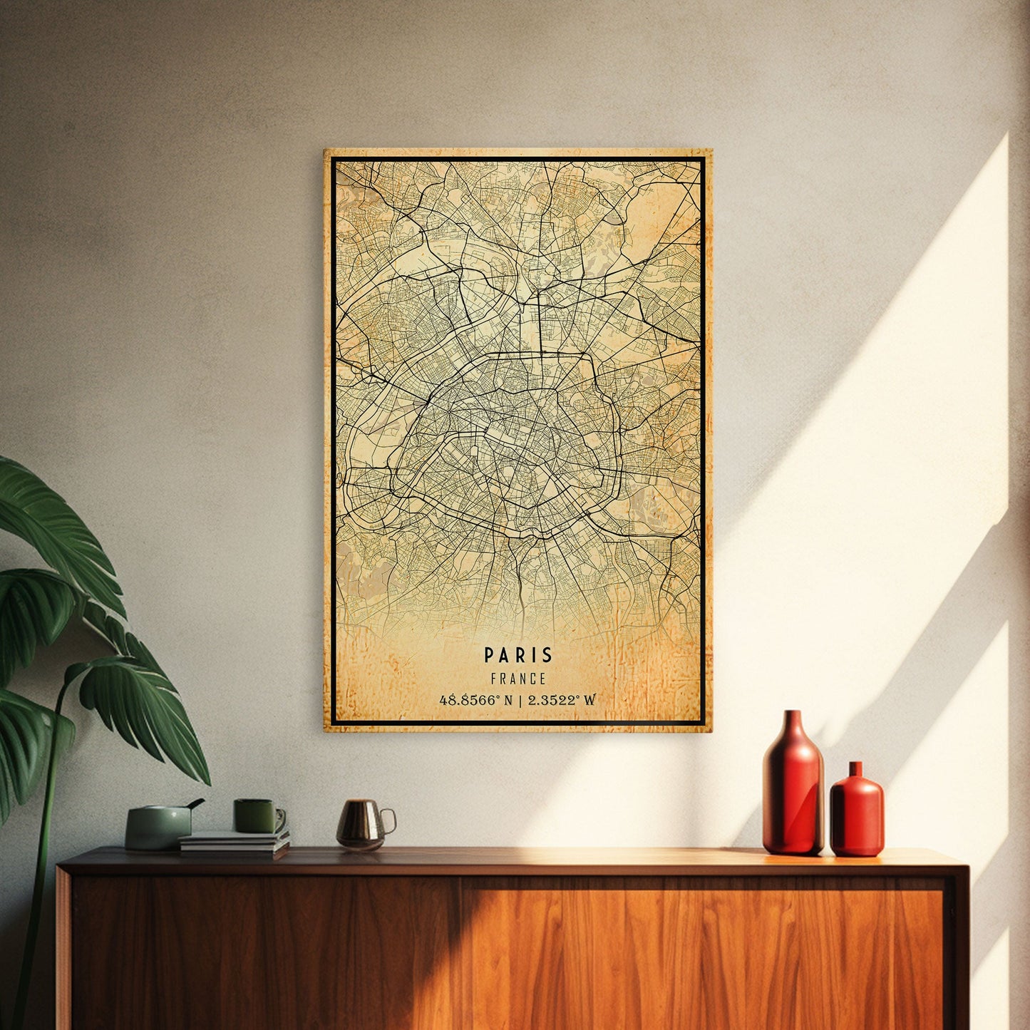 Paris France Map Print — Cartographic Edition | Poster or Framed Canvas