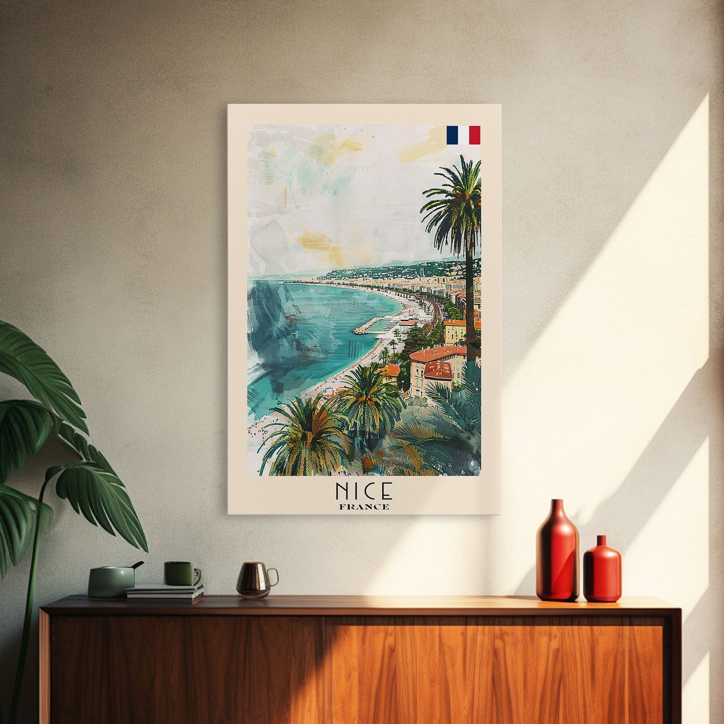 Nice France Travel Poster Framed Canvas Print