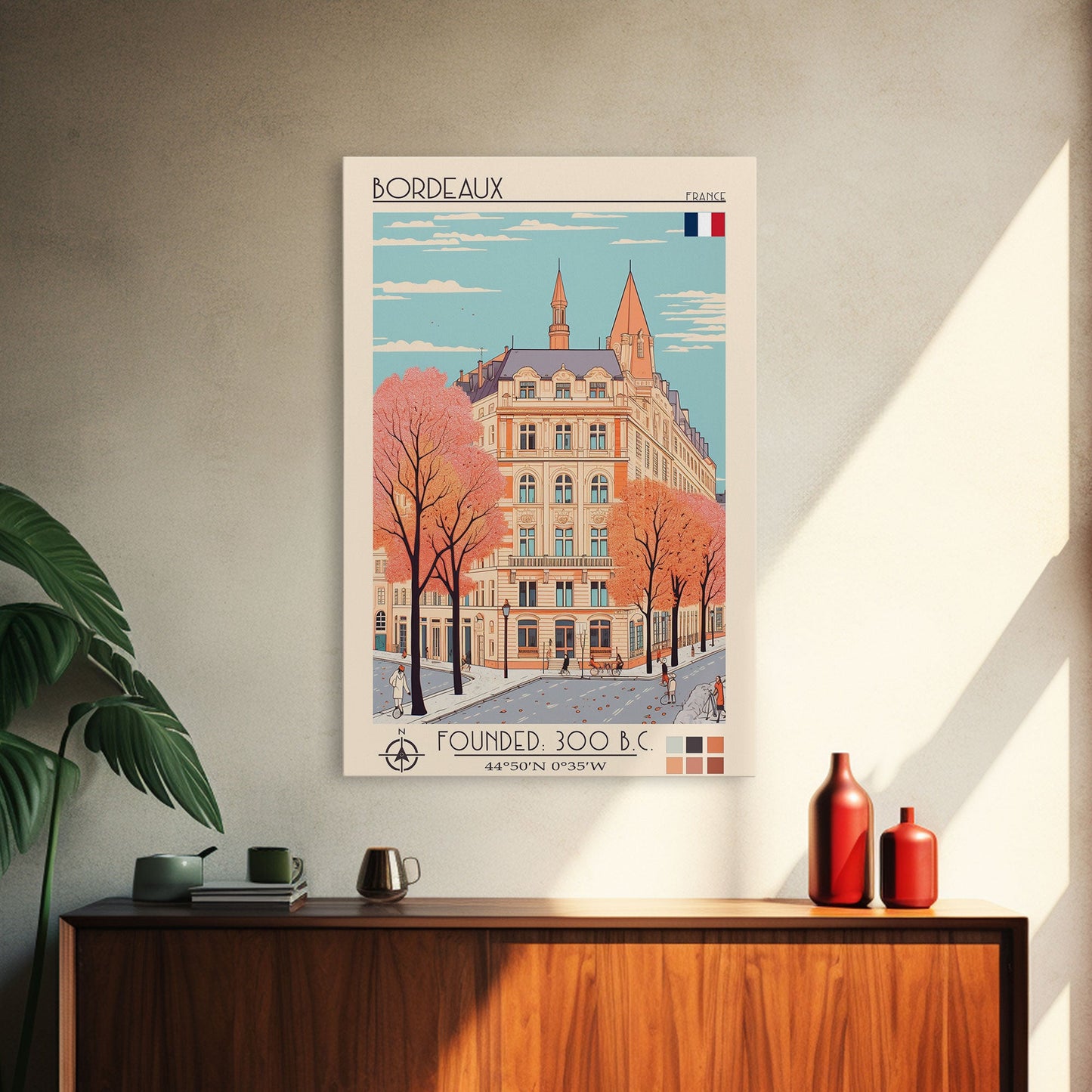 Bordeaux France Travel Poster — Framed Canvas Print | French Wall Art