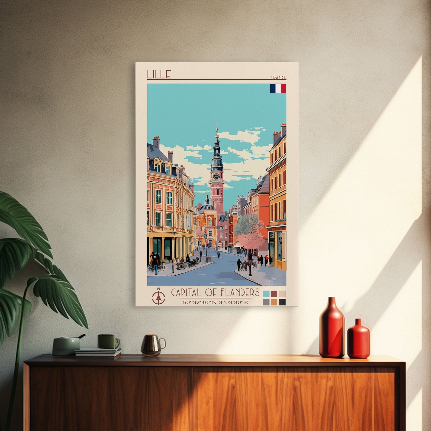 Lille France Travel Poster Framed Canvas Print