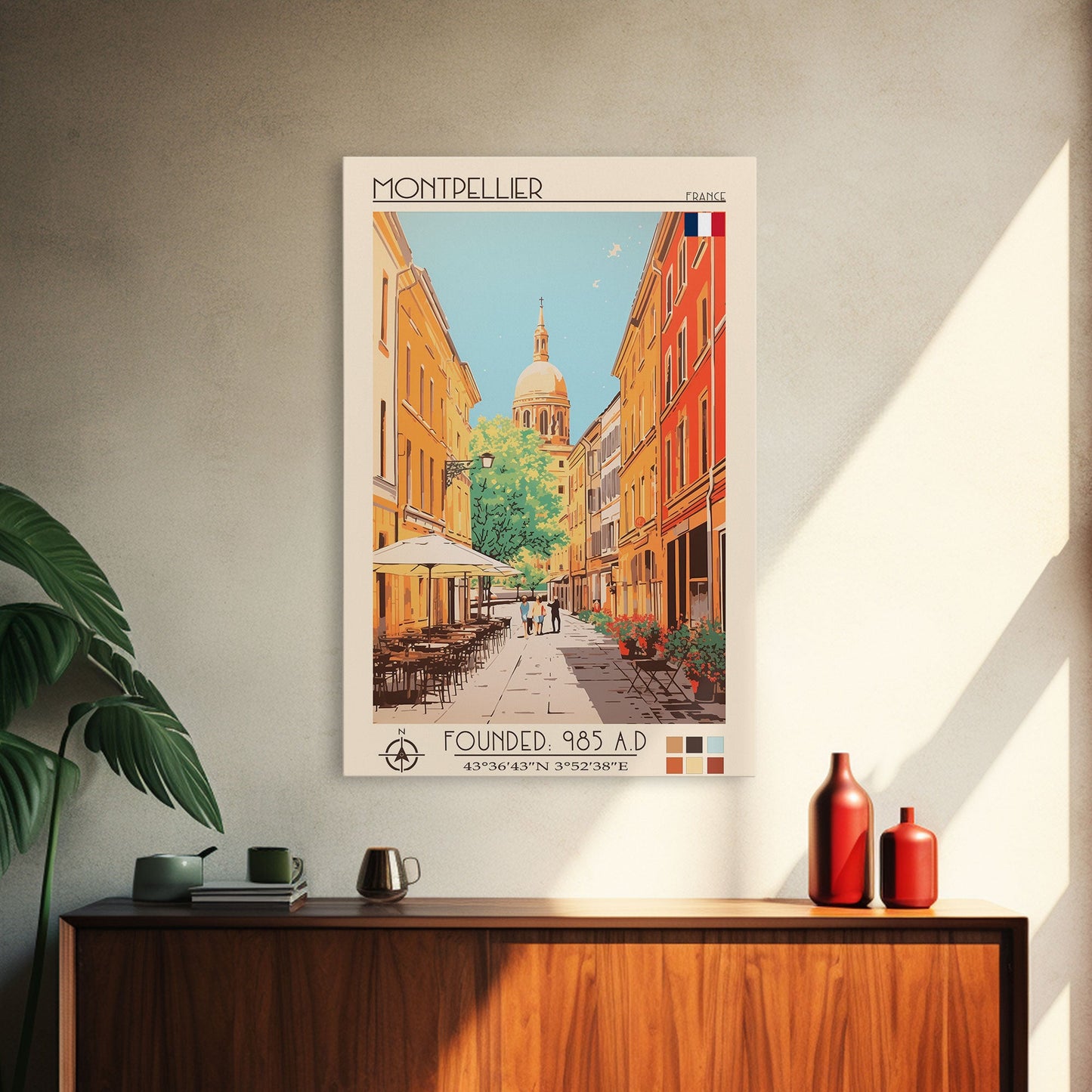Montpellier France Travel Poster Framed Canvas Print