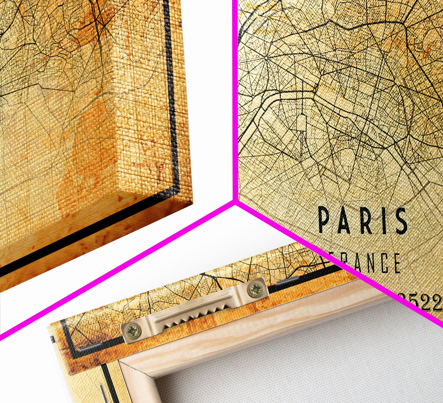 Paris France map print poster or framed canvas