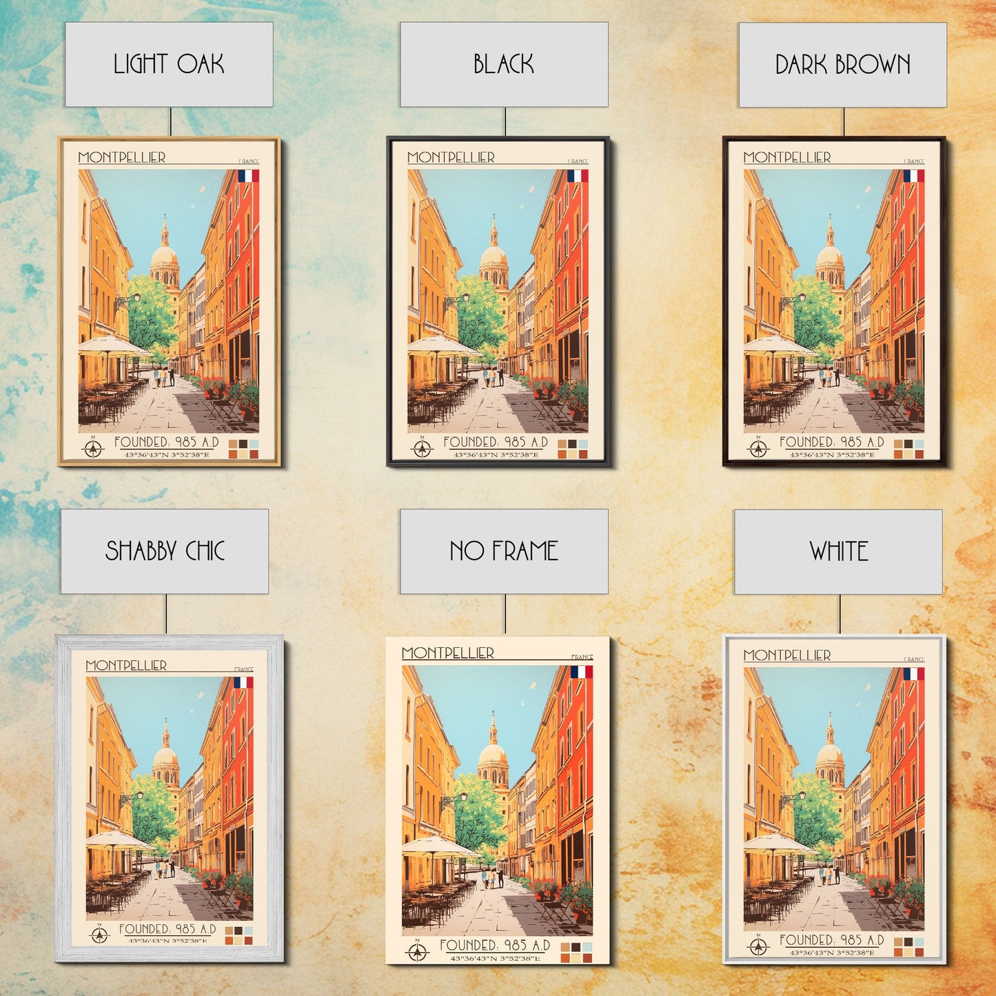 Montpellier France Travel Poster Framed Canvas Print