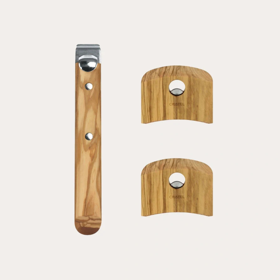 Cristel Wood Handles Set – Long & Side Handles for French Cookware