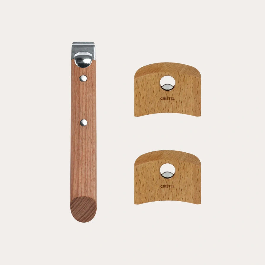 Cristel Wood Handles Set – Long & Side Handles for French Cookware
