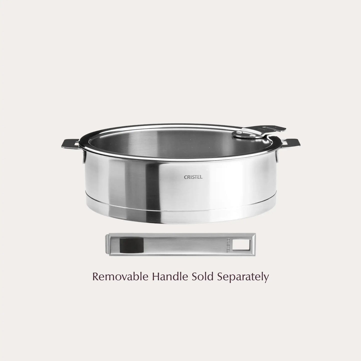 Cristel Strate Sauté Pan with Lid – Detachable Handle French Cookware