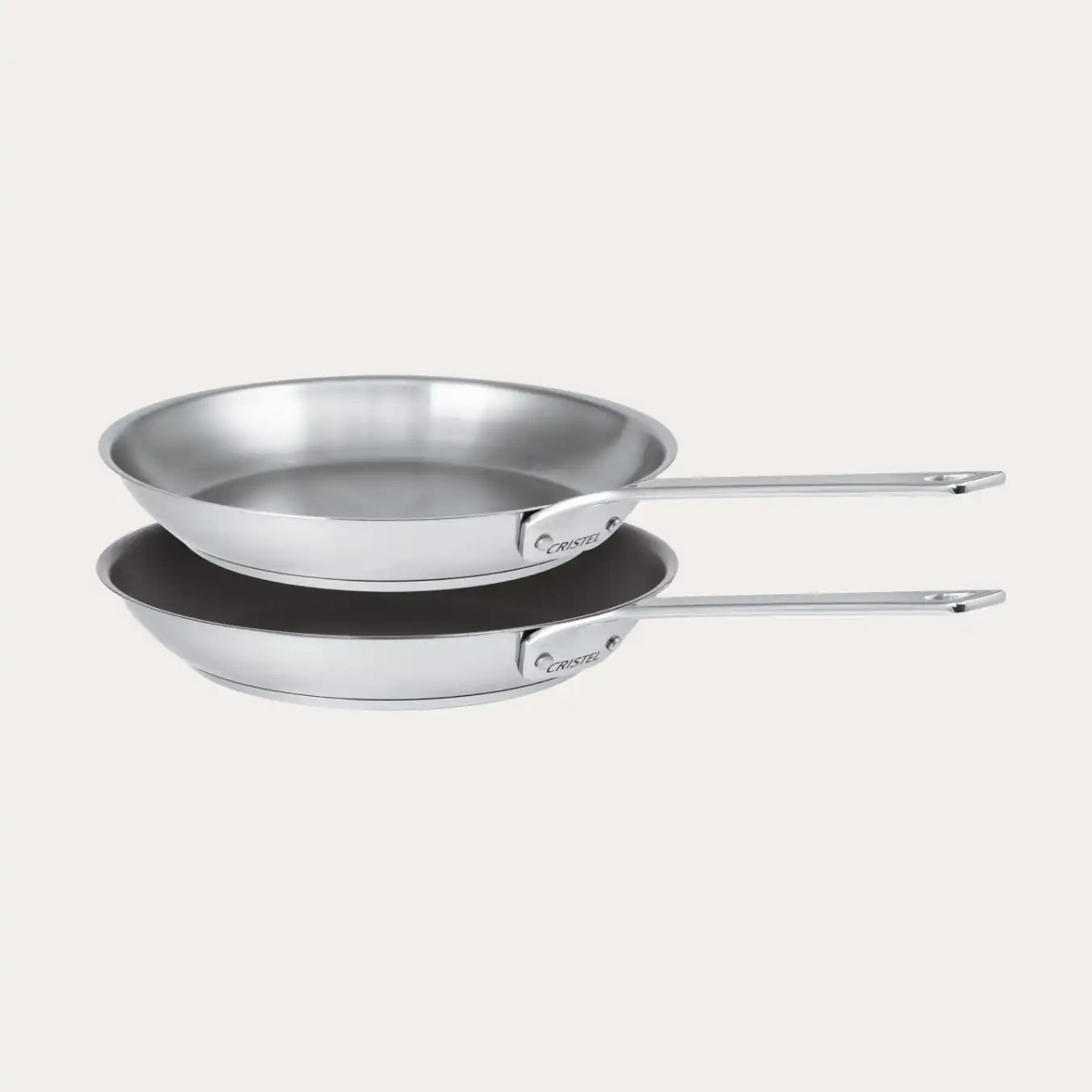 Cristel 1826® Mixed Frying Pan Set – Stainless Steel & Non-Stick Duo