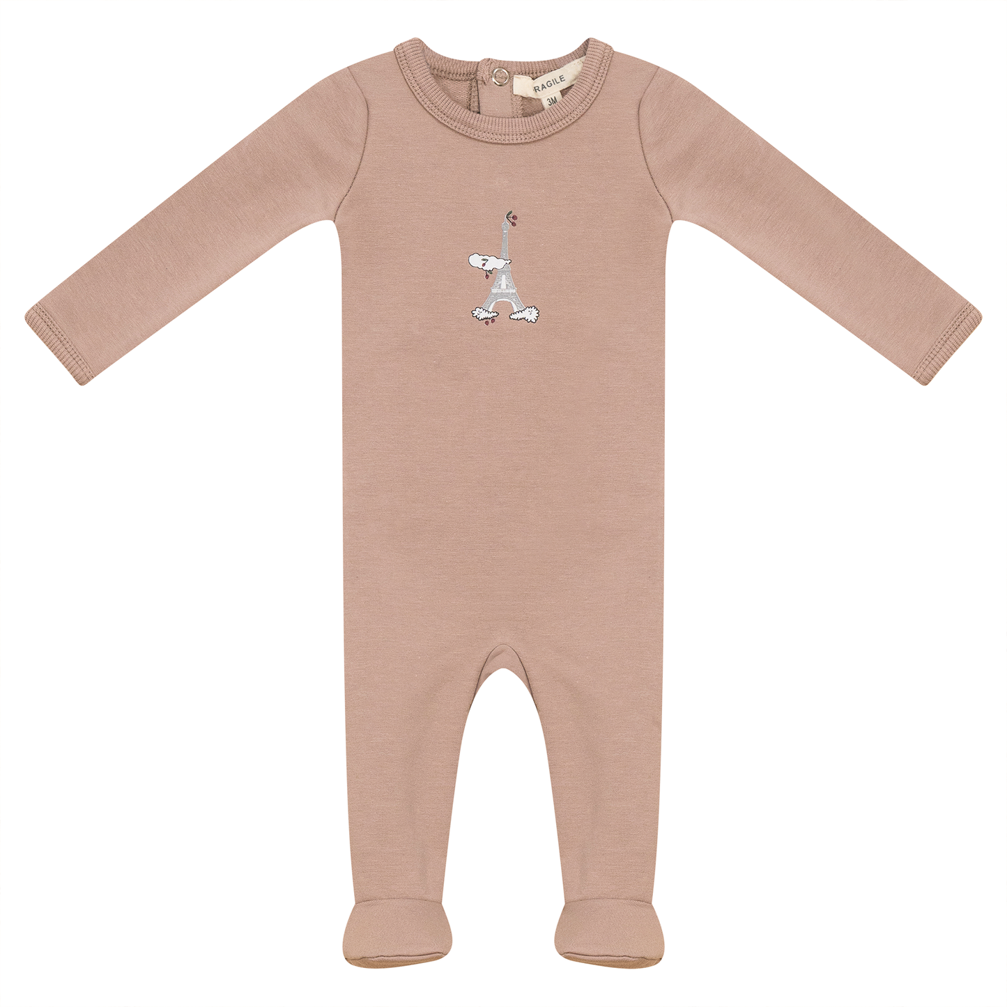 Eiffel Tower Print Baby Fleece Onesie | French-Inspired Bodysuit