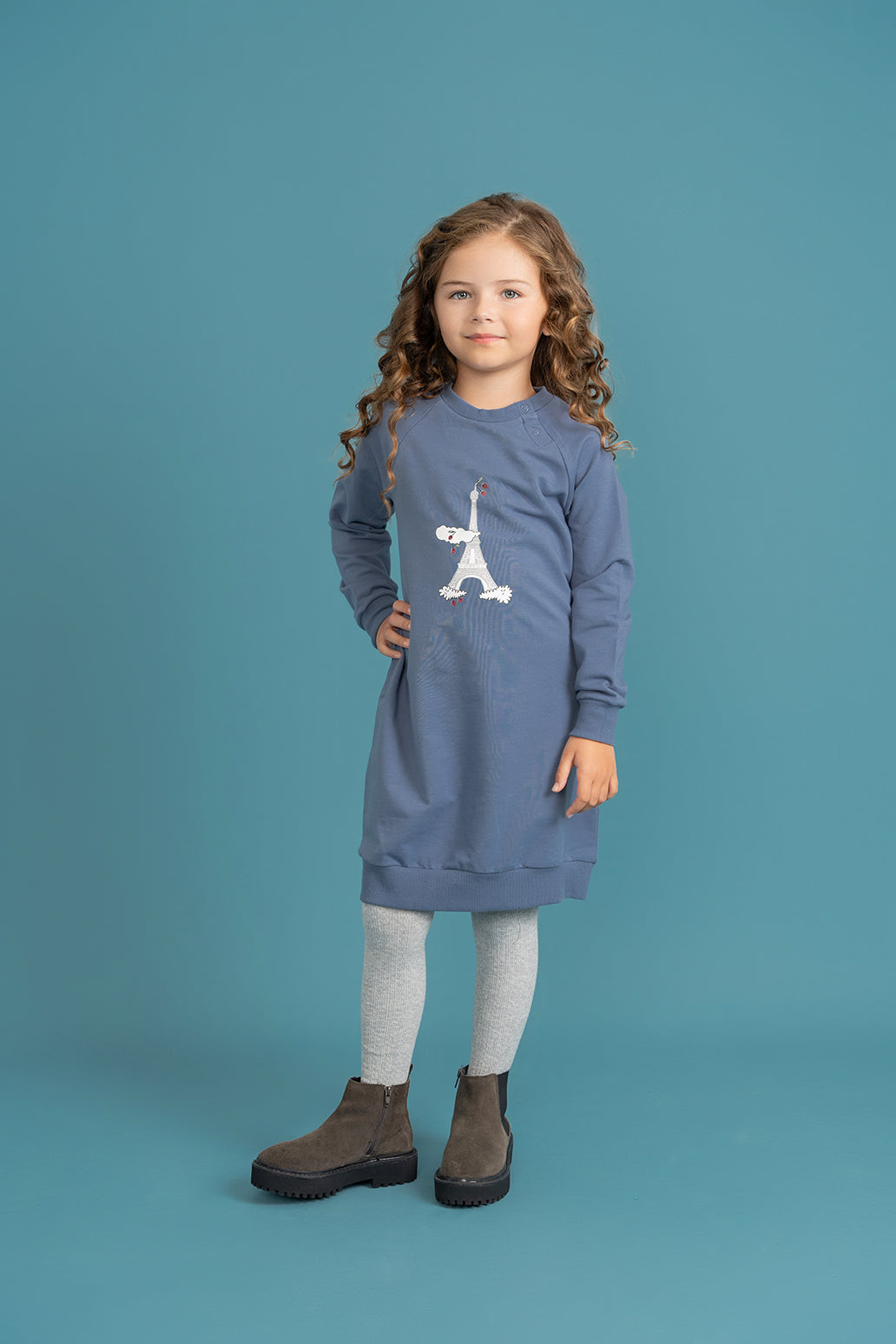 Eiffel Tower Print Girls Bubble Dress | French-Inspired Kids Dress