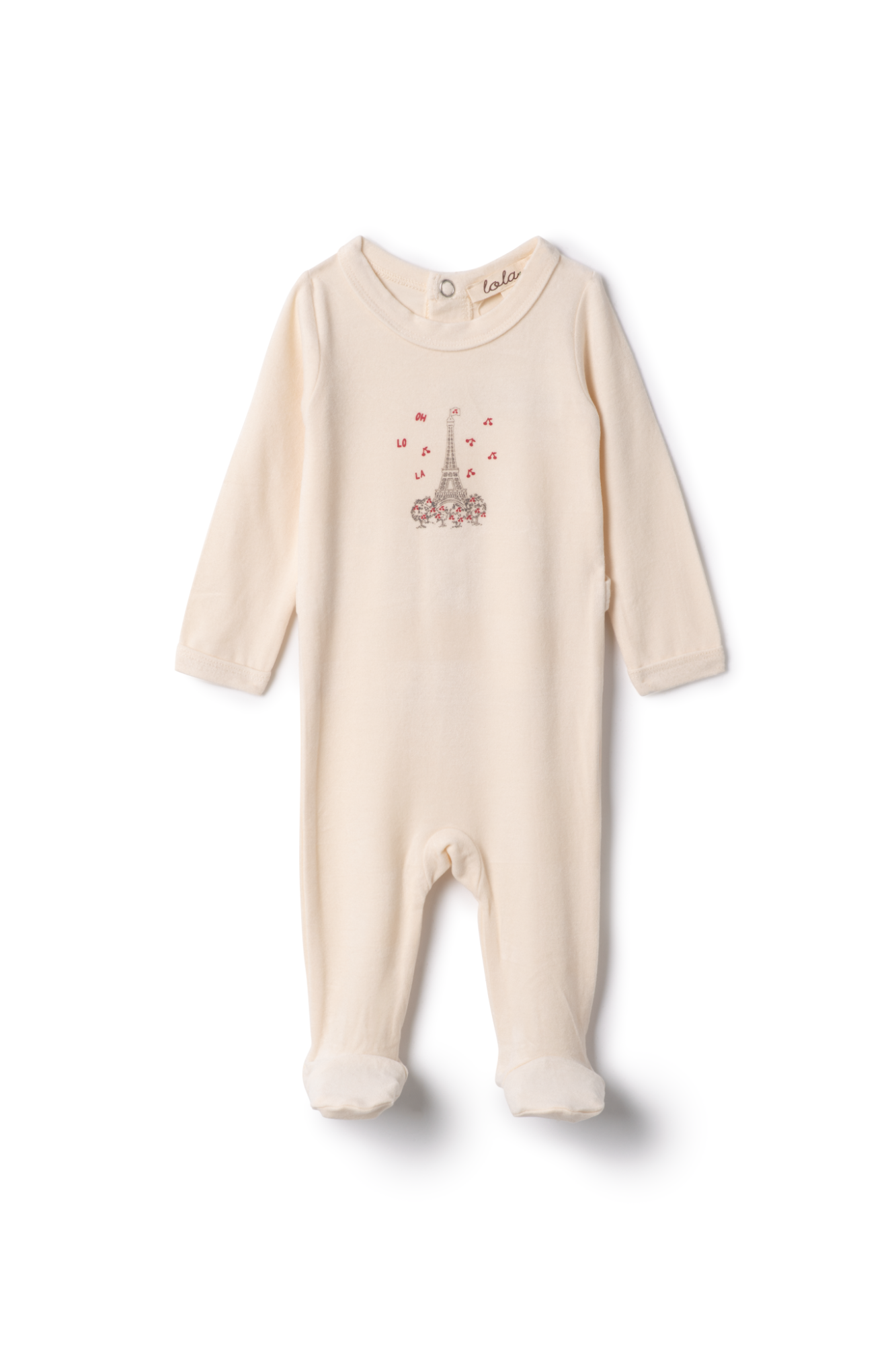 Eiffel Tower Print Baby Onesie in Cream | French-Inspired Bodysuit