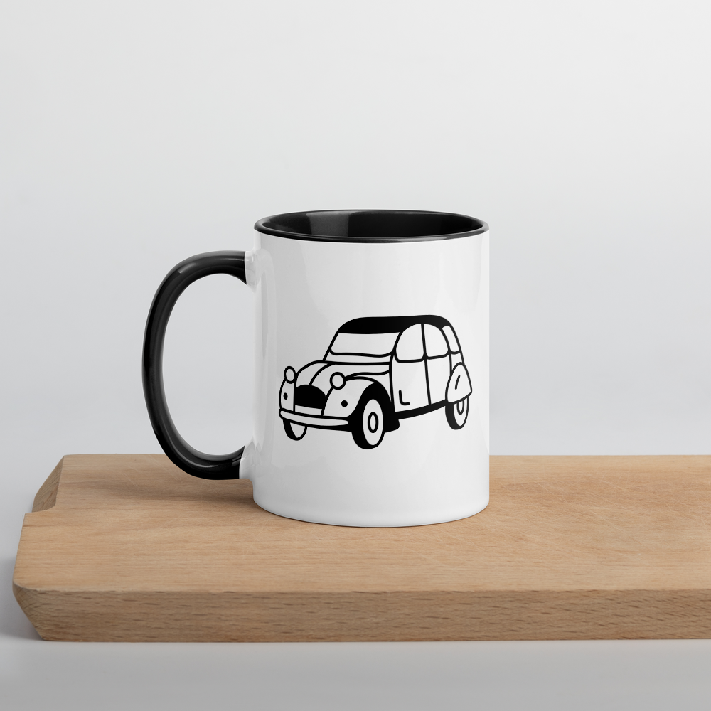 Citroën 2CV French classic car - mug with color inside