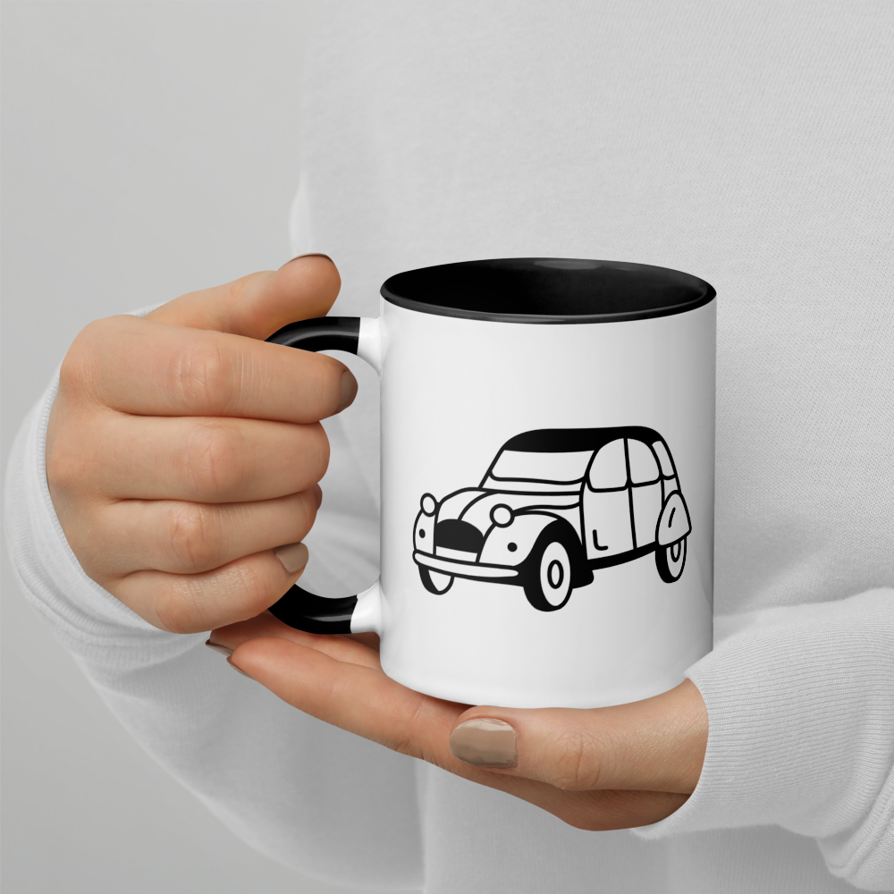 Citroën 2CV French classic car - mug with color inside